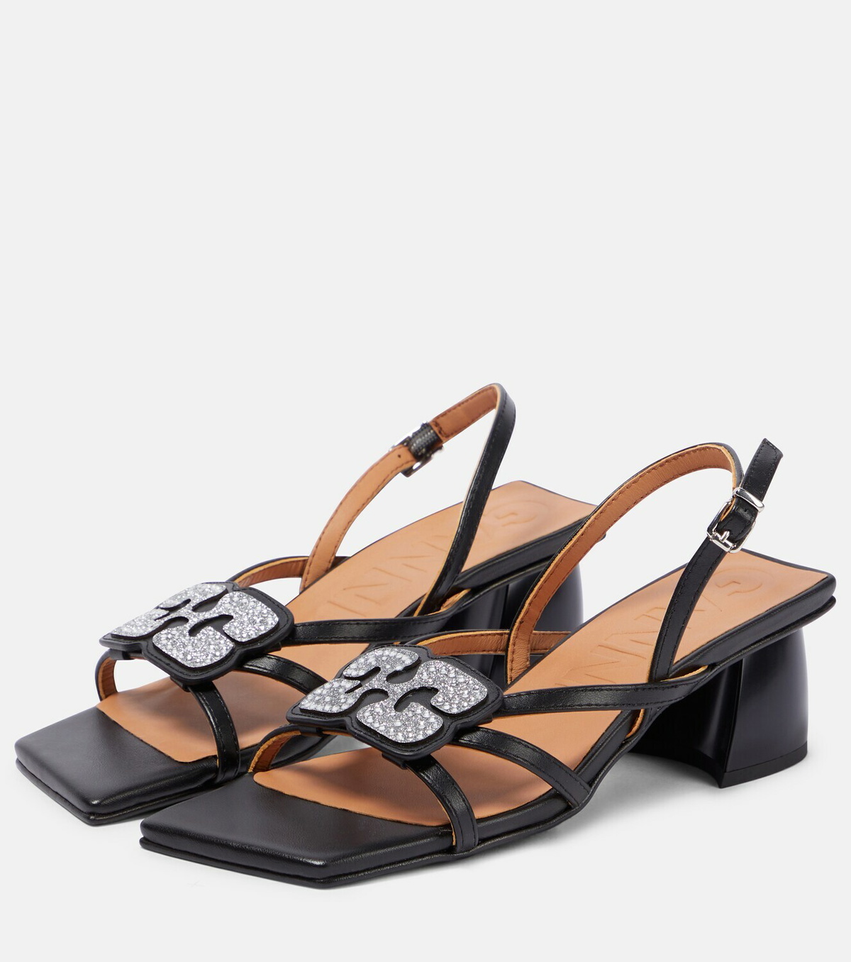 Ganni Embellished faux leather sandals GANNI