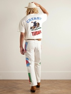 CHERRY LA - Tijuana Cowboy Stone-Washed Logo-Print Cotton-Jersey T-Shirt - Neutrals