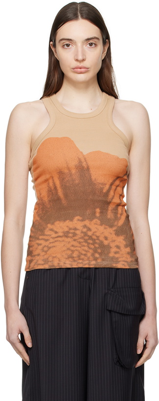 Photo: OPEN YY Beige Flower Tank Top