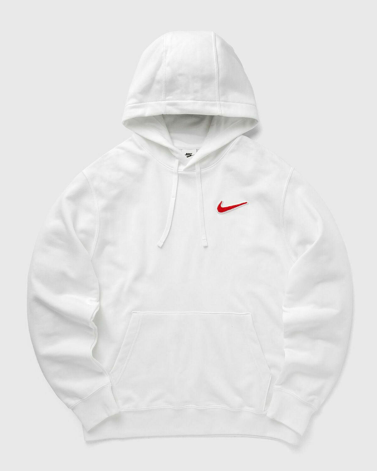 white nike hoodie with red swoosh