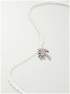 Palm Angels - Silver Faux Pearl Pendant Necklace
