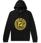 Fendi - Logo-Print Cotton-Blend Jersey Hoodie - Men - Black