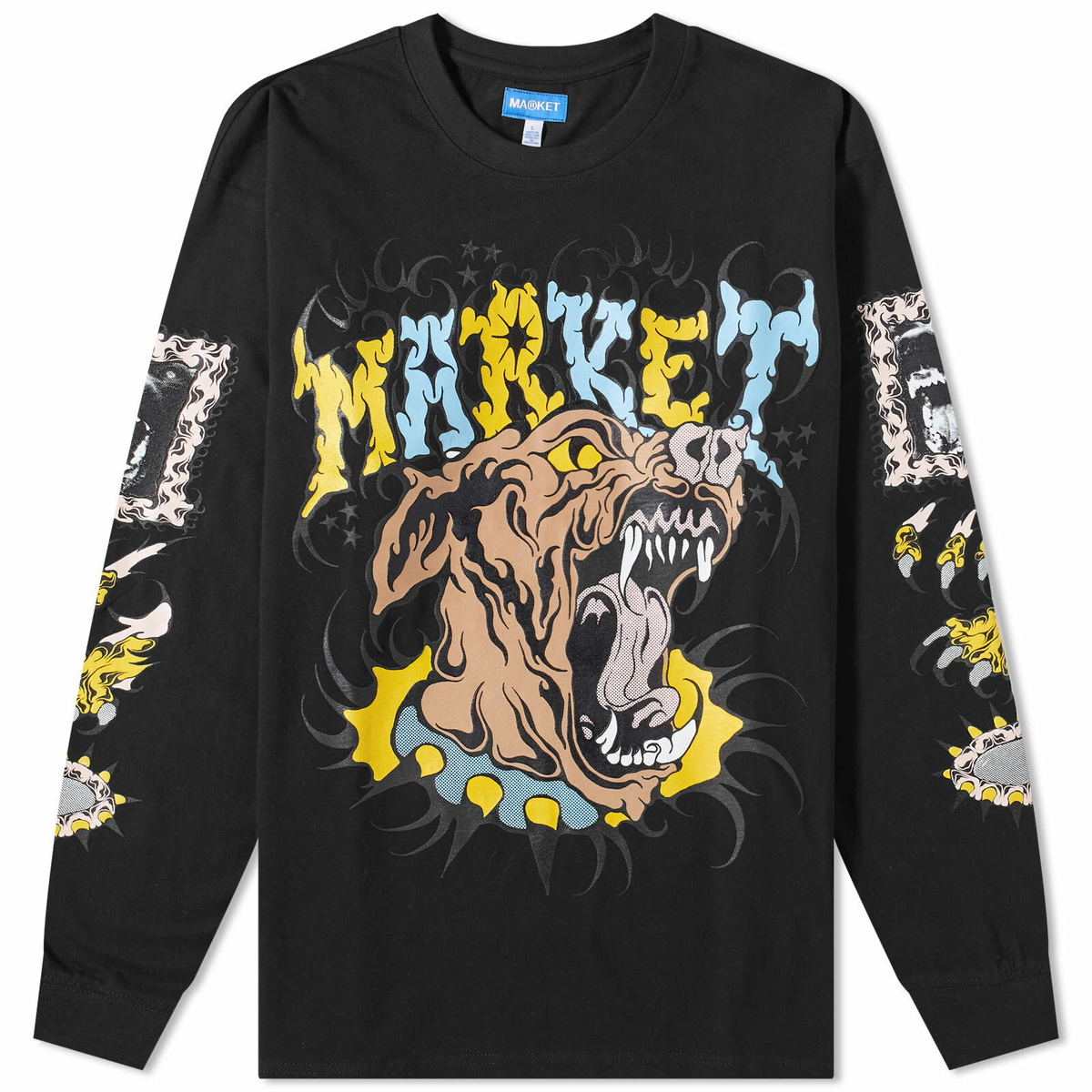 MARKET Men's Warped Beware Long Sleeve T-Shirt in Black MARKET