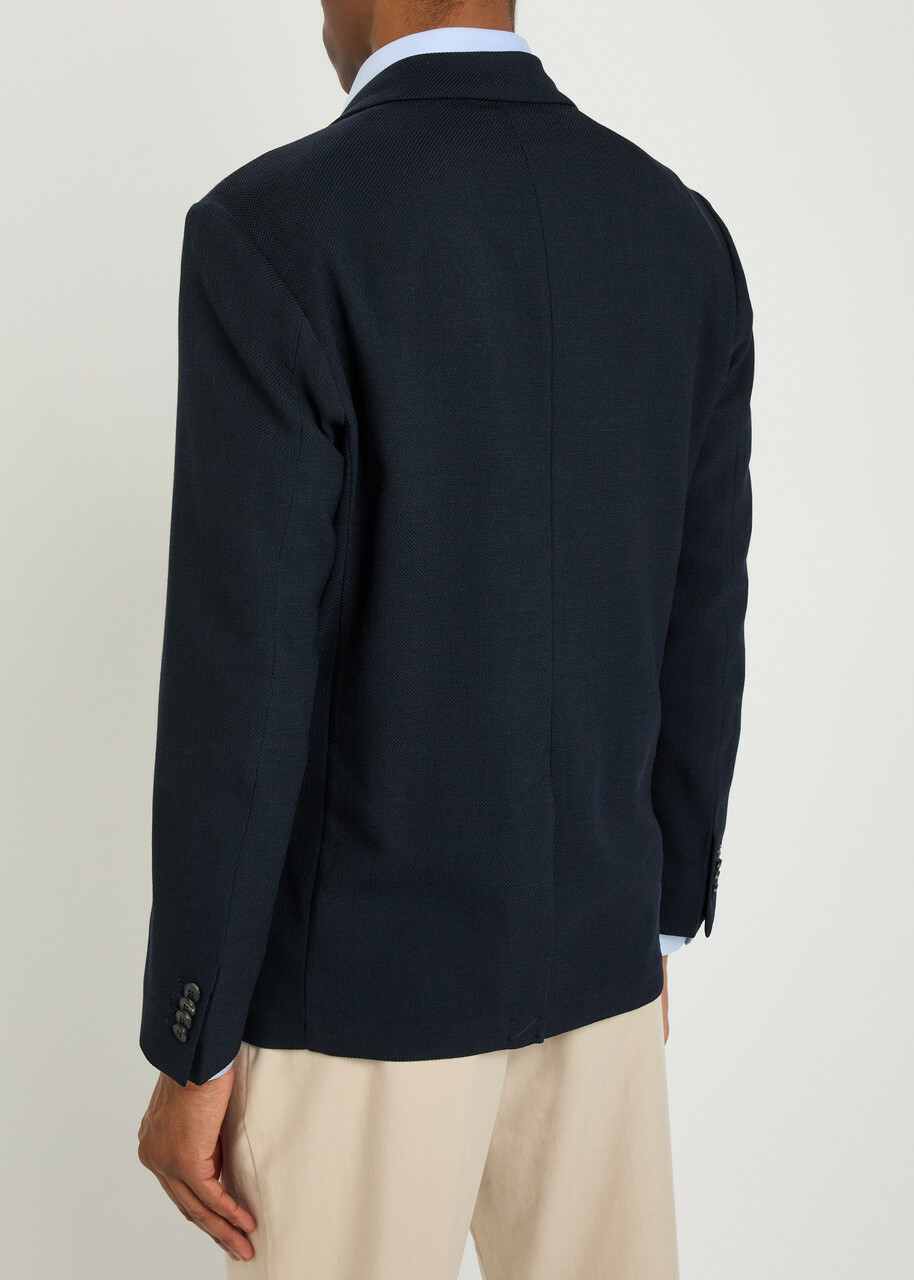 Sunspel Piqué Wool-blend Blazer Navy