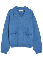 Cherry Los Angeles 5 Star Logo-intarsia Cotton Cardigan Blue