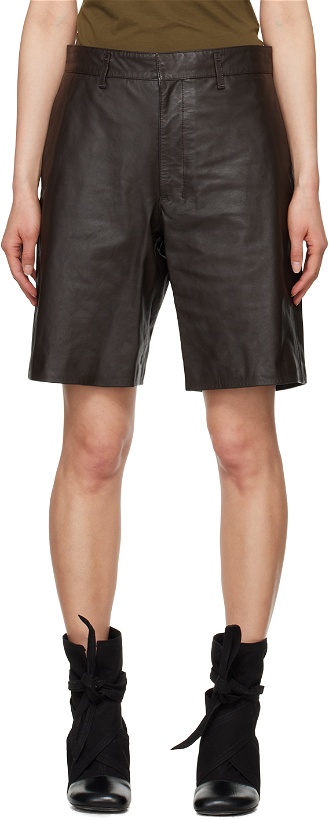 Photo: LEMAIRE Brown Lined Leather Shorts