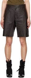 LEMAIRE Brown Lined Leather Shorts