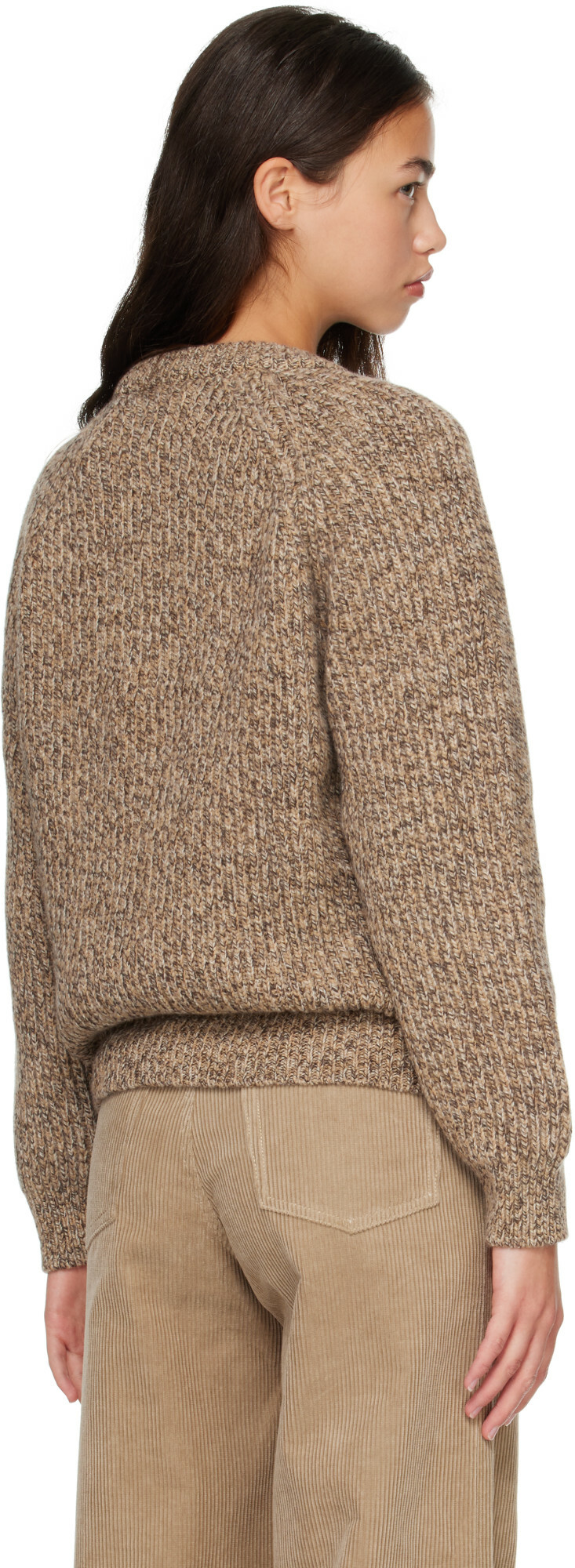 &Daughter Beige Rowan Rib Crew Sweater