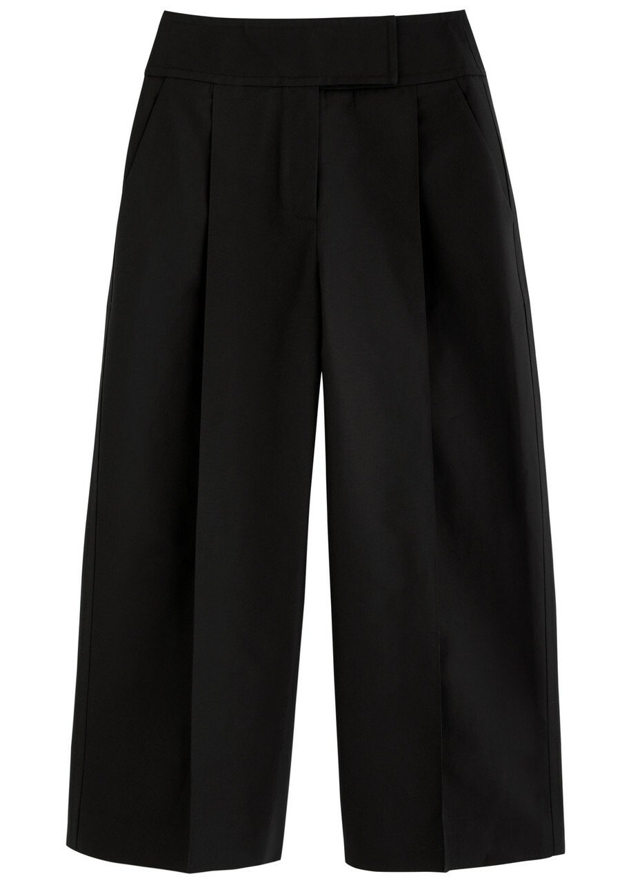 Esse Studios Juna Cropped Wide-leg Cotton Trousers Black