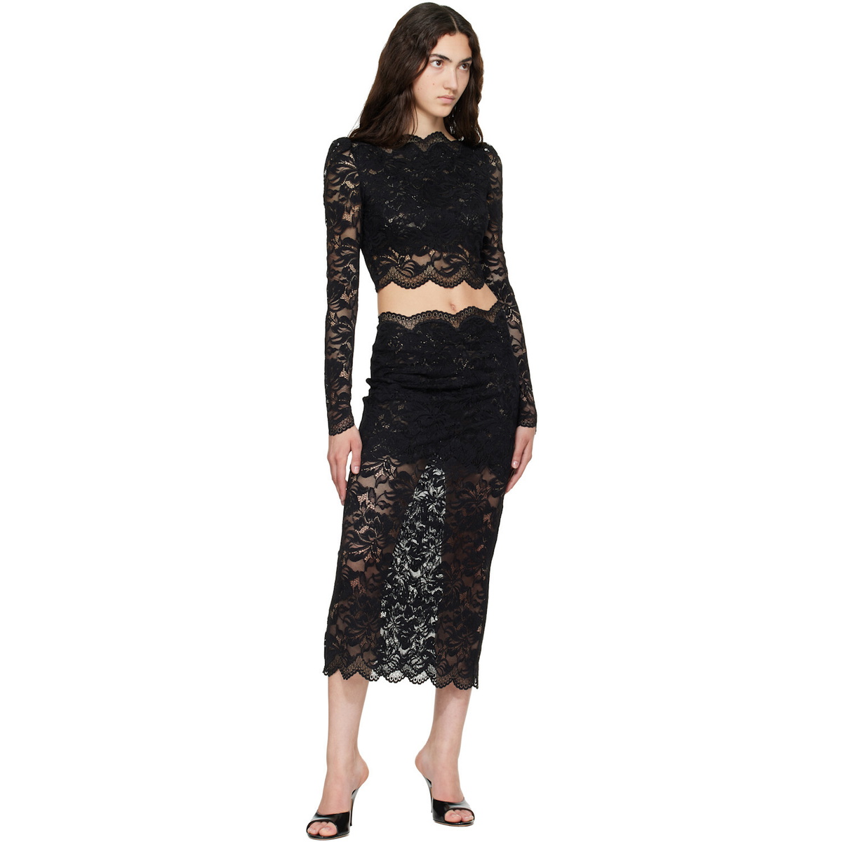 Rabanne Black Lace Crop Top