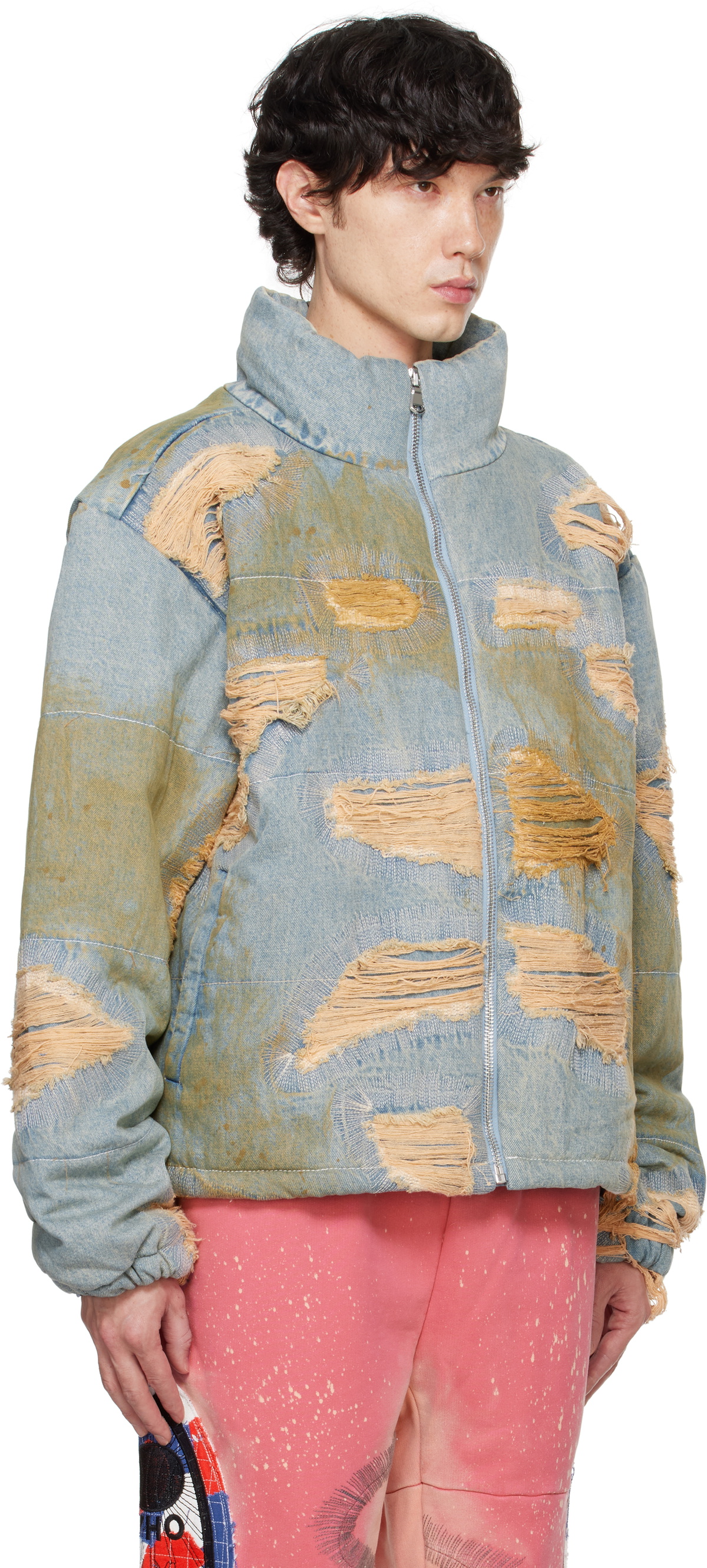 Who Decides War Blue Vintage Bomber Denim Jacket