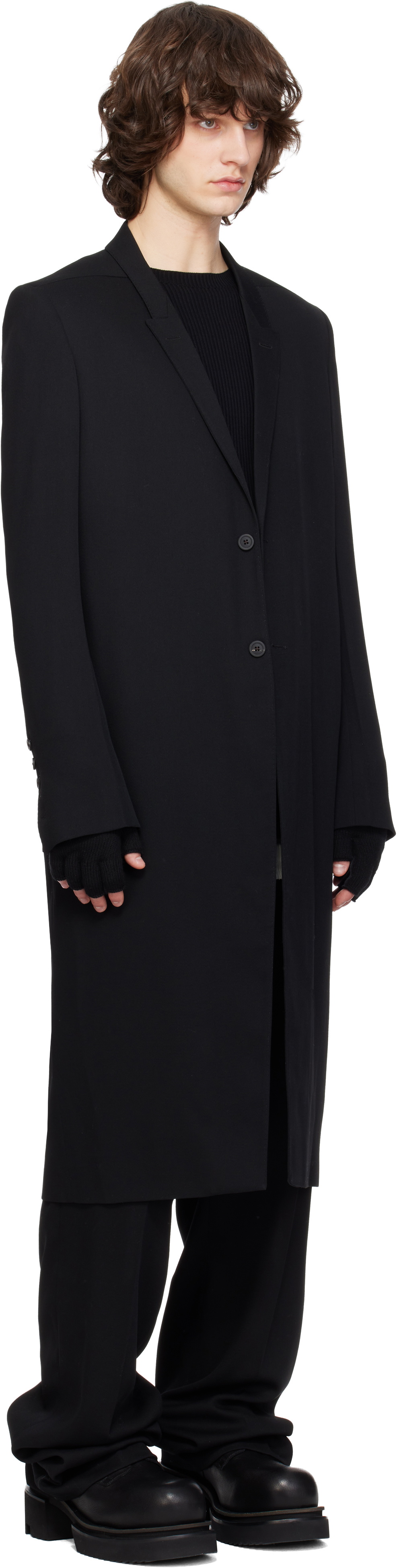 Rick Owens Black Temple Concordian Coat
