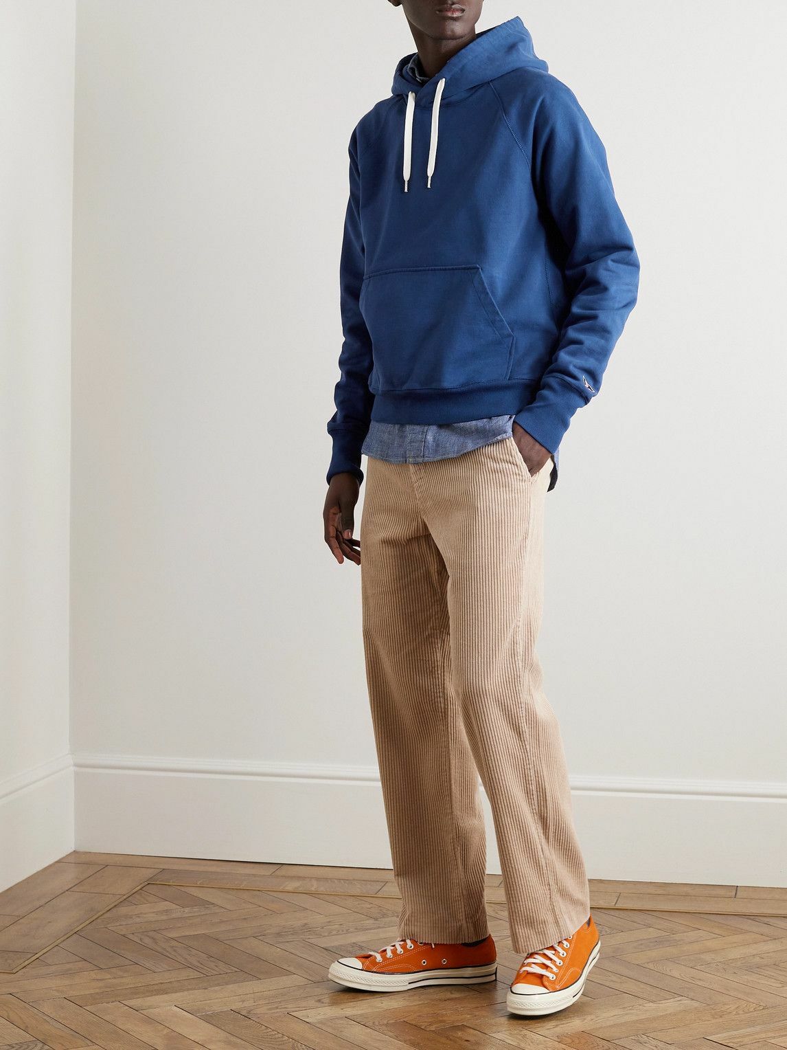 Drake's - Cotton-Jersey Hoodie - Blue