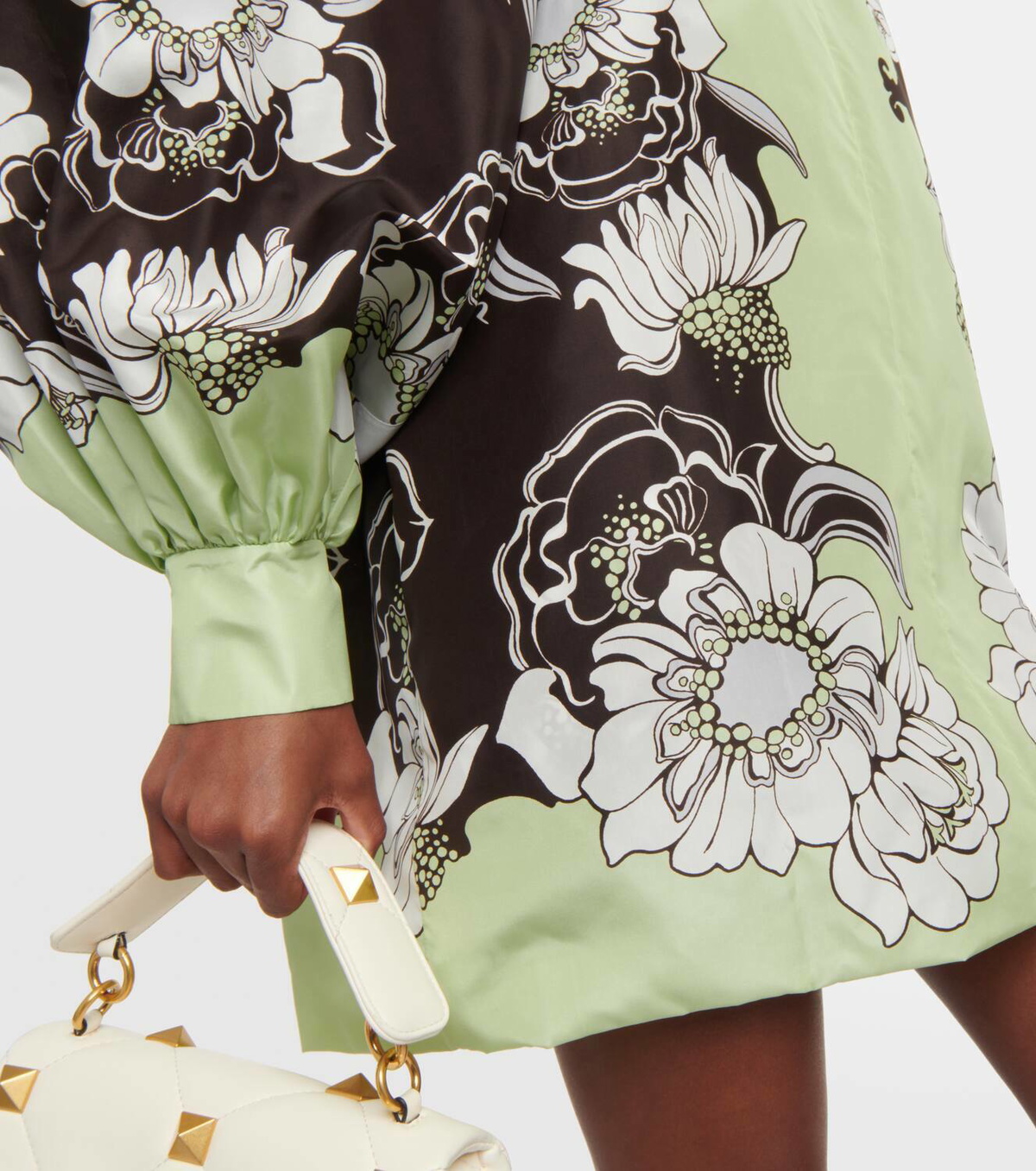 valentino green mini dress Valentino Lace Overlay Mini Dress with Sheer Sleeves – MSA Haute Couture main image 0