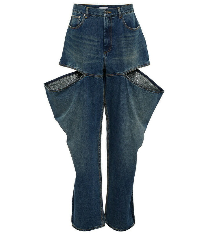 Photo: Area Embellished cutout tapered jeans