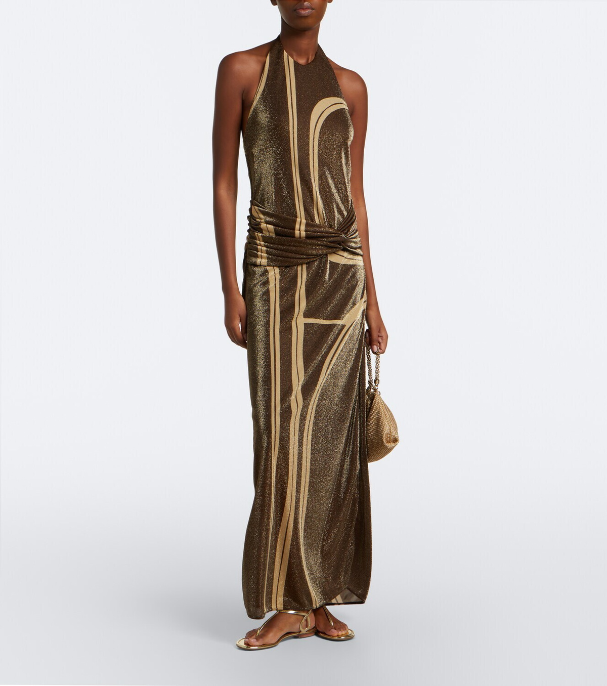 Cala de la Cruz Cairo draped glitter printed gown