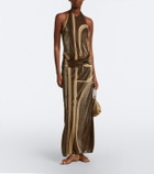 Cala de la Cruz Cairo draped glitter printed gown