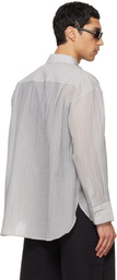 TONYWACK Gray Lyocell Oversized Stripe Shirt