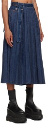 sacai Blue Pleated Denim Maxi Skirt