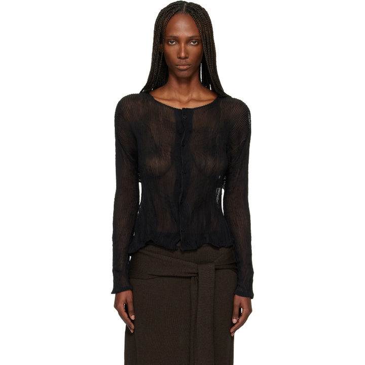 Photo: ISSEY MIYAKE Black Chiffon Twist Cardigan