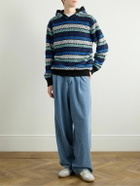 Missoni - Striped Cotton-Blend Terry Jacquard Hoodie - Blue