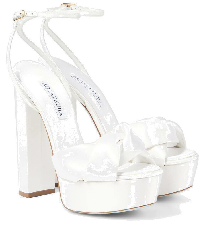 Photo: Aquazzura Bridal Olie 140 satin platform sandals