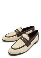 Brunello Cucinelli Leather-trimmed Raffia Loafers Beige