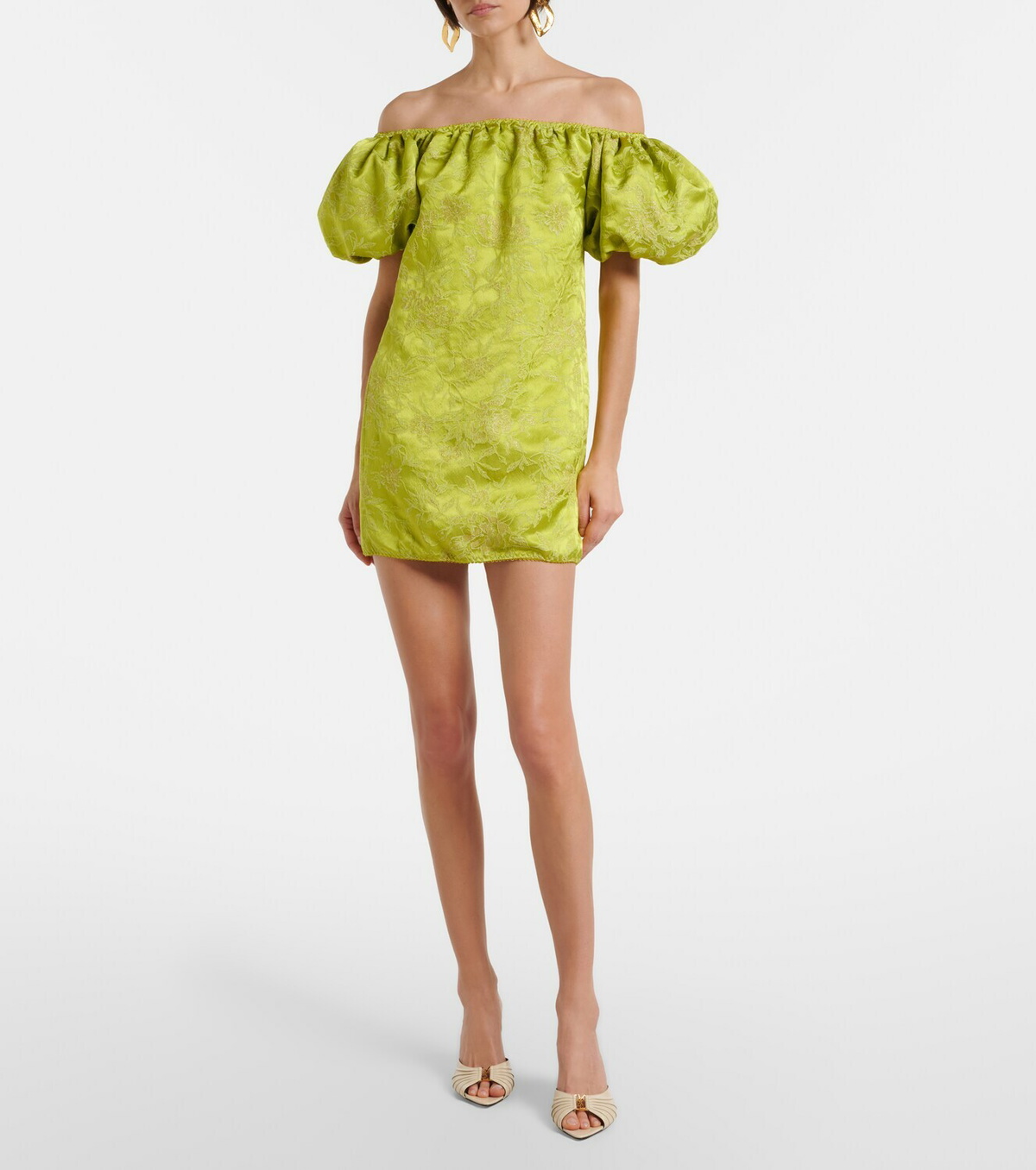 Saint Laurent Embroidered duchess satin minidress