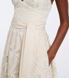 Elie Saab Belted embroidered gathered midi dress