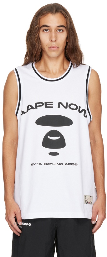 Photo: AAPE by A Bathing Ape White Paneled Tank Top