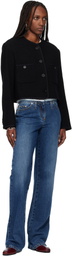 TONYWACK Black Tweed Cropped Wool Jacket