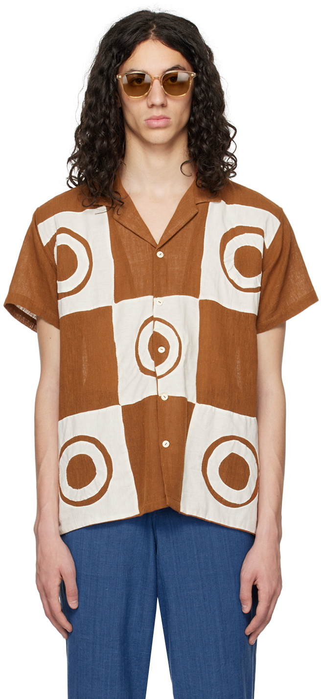 HARAGO Brown Patchwork Shirt