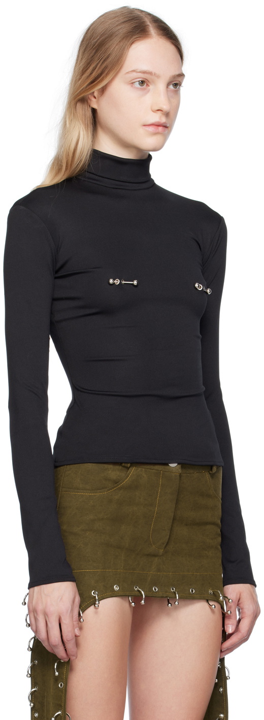 Lado Bokuchava Black Pierced Turtleneck