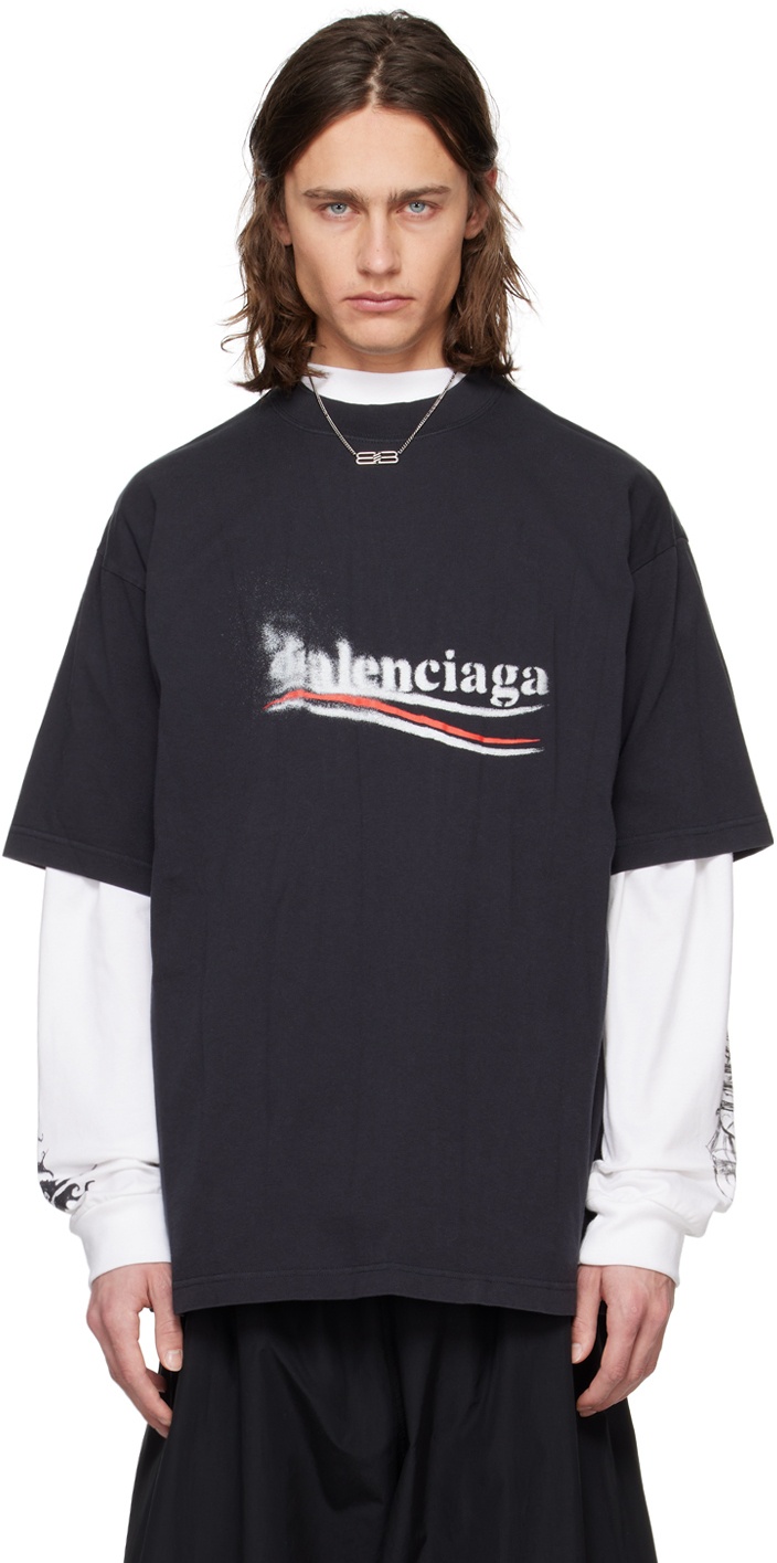 Photo: Balenciaga Black Political Stencil T-Shirt