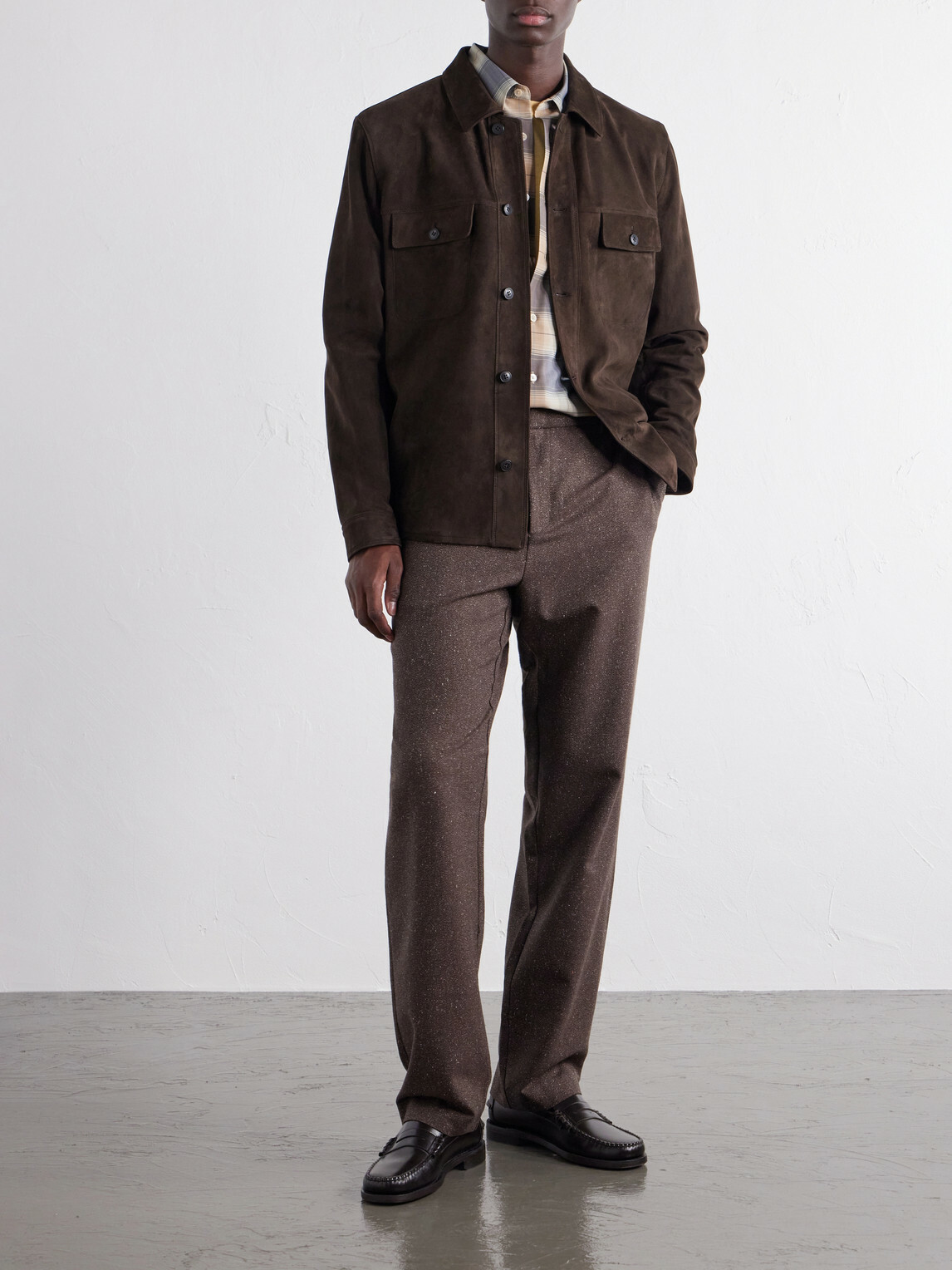 Sunspel - Straight-Leg Wool and Silk-Blend Donegal Tweed Trousers - Brown