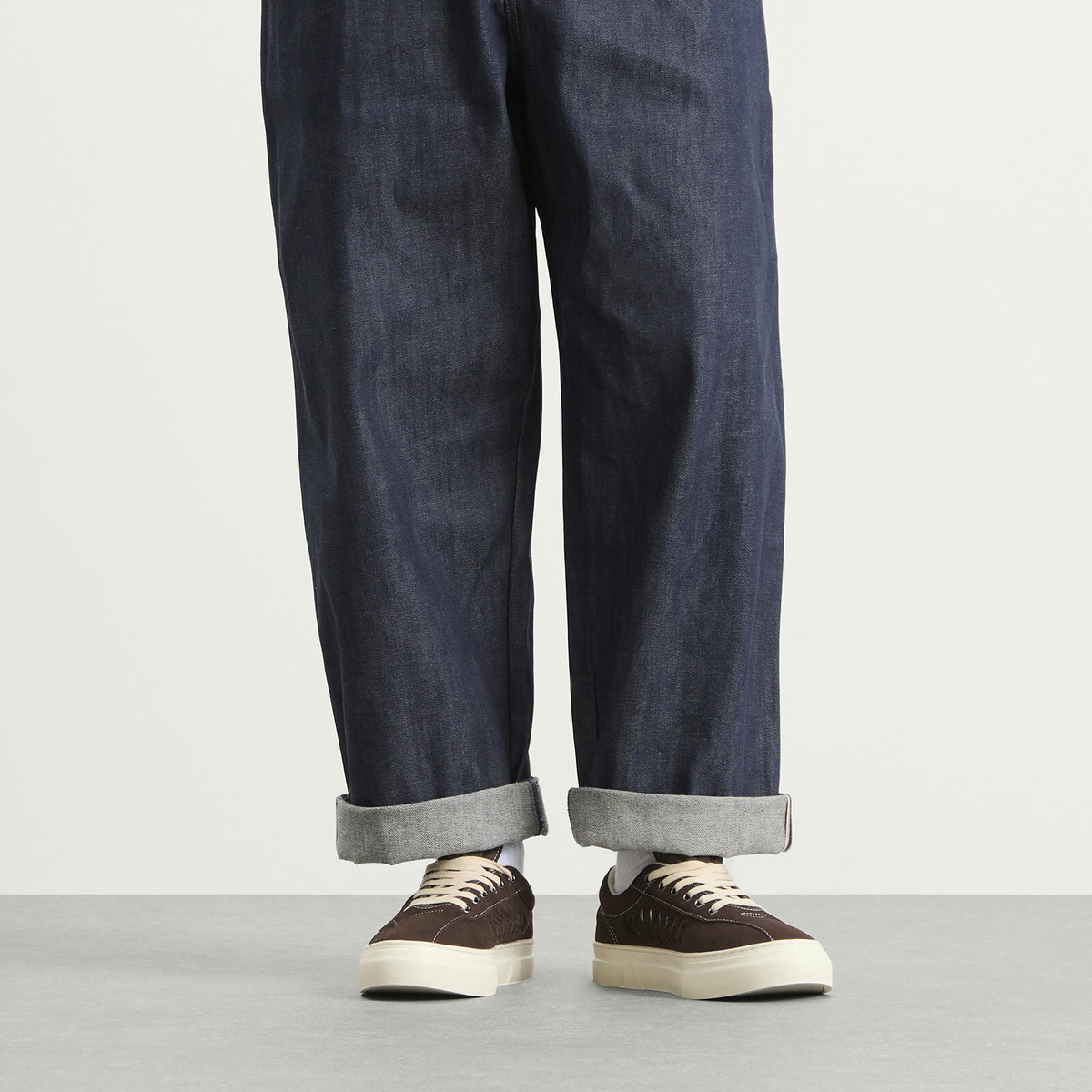 Stepney Workers Club Men's Dellow Woven Suede Sneaker in Dark Brown