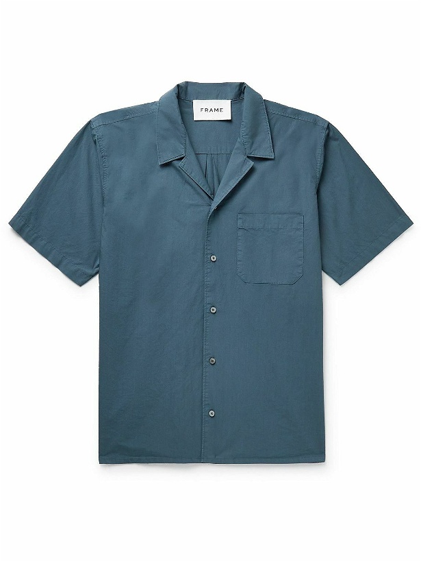 Photo: FRAME - Camp-Collar Cotton-Poplin Shirt - Blue