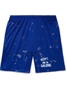 Gallery Dept. - Studio Gym Logo-Print Paint-Splattered Mesh Shorts - Blue