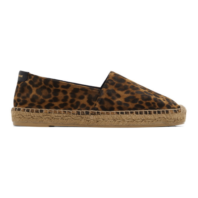 Photo: Saint Laurent Brown Suede Leopard Print Espadrilles