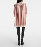 Chloé Lace-trimmed silk satin minidress