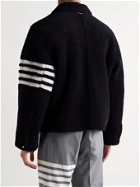 THOM BROWNE - Striped Shearling Bomber Jacket - Blue