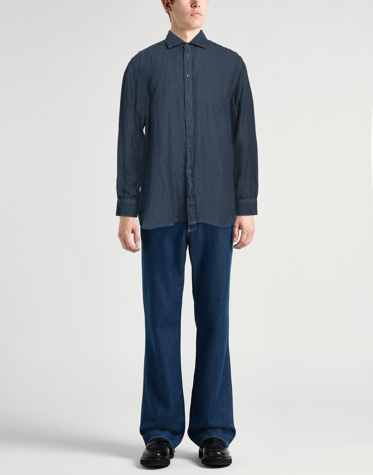 120% Lino Mens Shirt in Navy