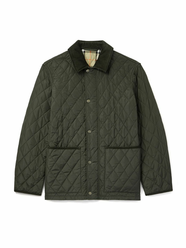 Photo: Burberry - Padded Corduroy-Trimmed Quilted Shell Jacket - Green