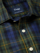 Drake's - Checked Wool-Twill Shirt - Blue