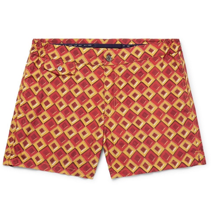 Photo: Incotex - Slim-Fit Short-Length Printed Swim Shorts - Men - Red