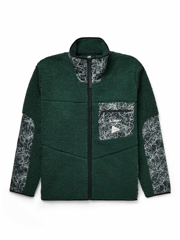 Photo: adidas Consortium - And Wander Cutout Shell-Trimmed Fleece Jacket - Green