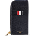 Thom Browne - Grosgrain-Trimmed Pebble-Grain Leather Zip-Around Wallet - Men - Midnight blue