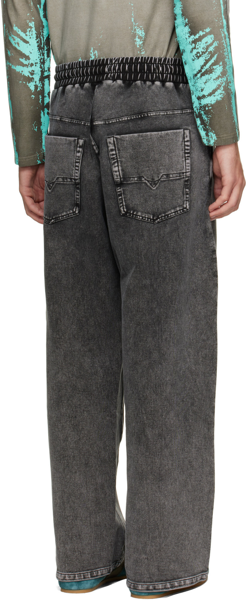 Diesel Gray Denim-Effect Sweatpants