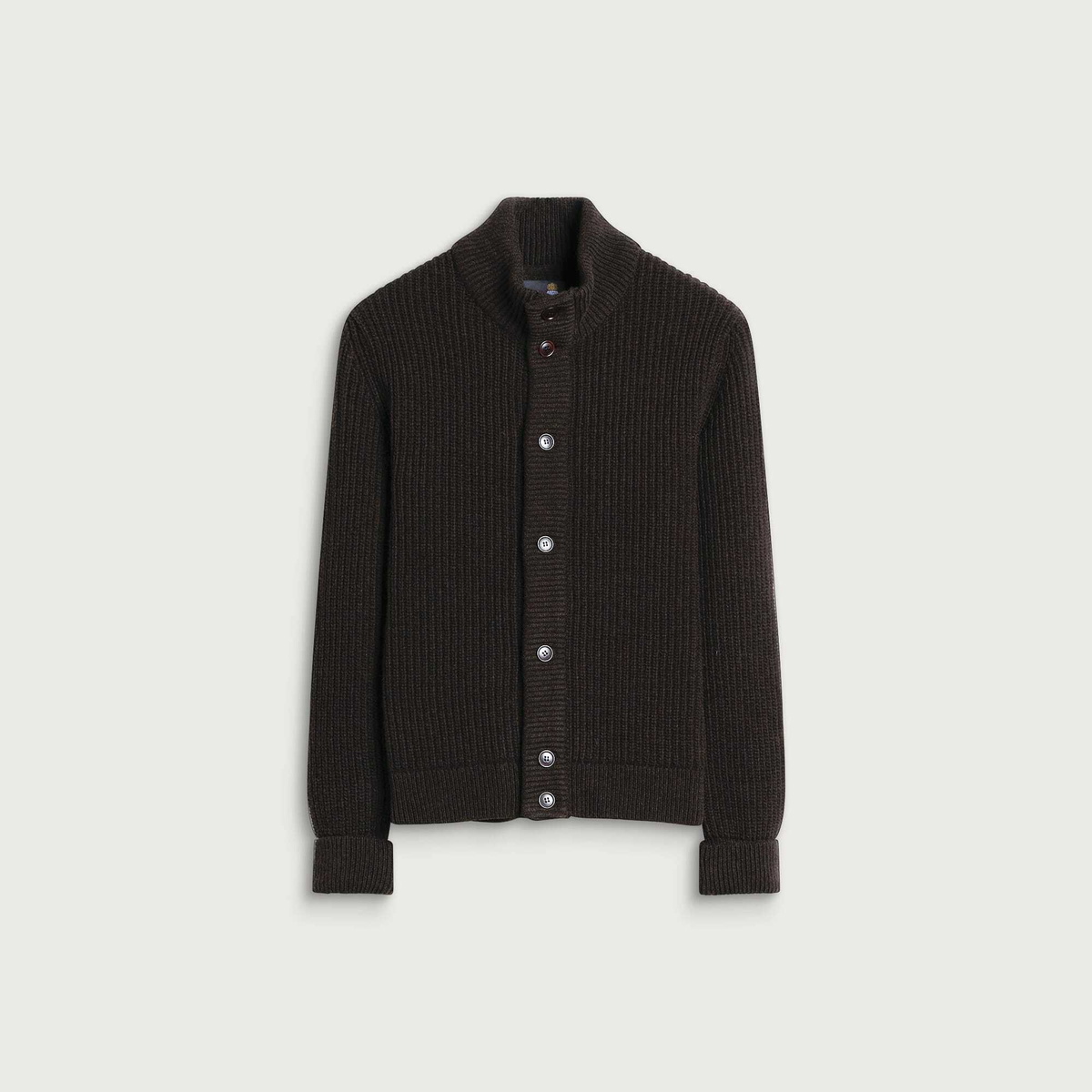 Barbour Men's Heritage + Mordale Knitted Button Through in Dark Brown