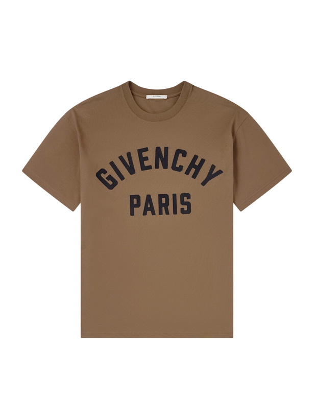 Photo: Givenchy - Logo-Embroidered Cotton-Jersey T-Shirt - Neutrals